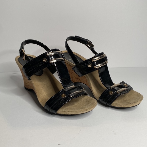 🍒ANNE KLEIN Iflex Black Sandals!!! Wedge Heel !!! - Picture 4 of 10